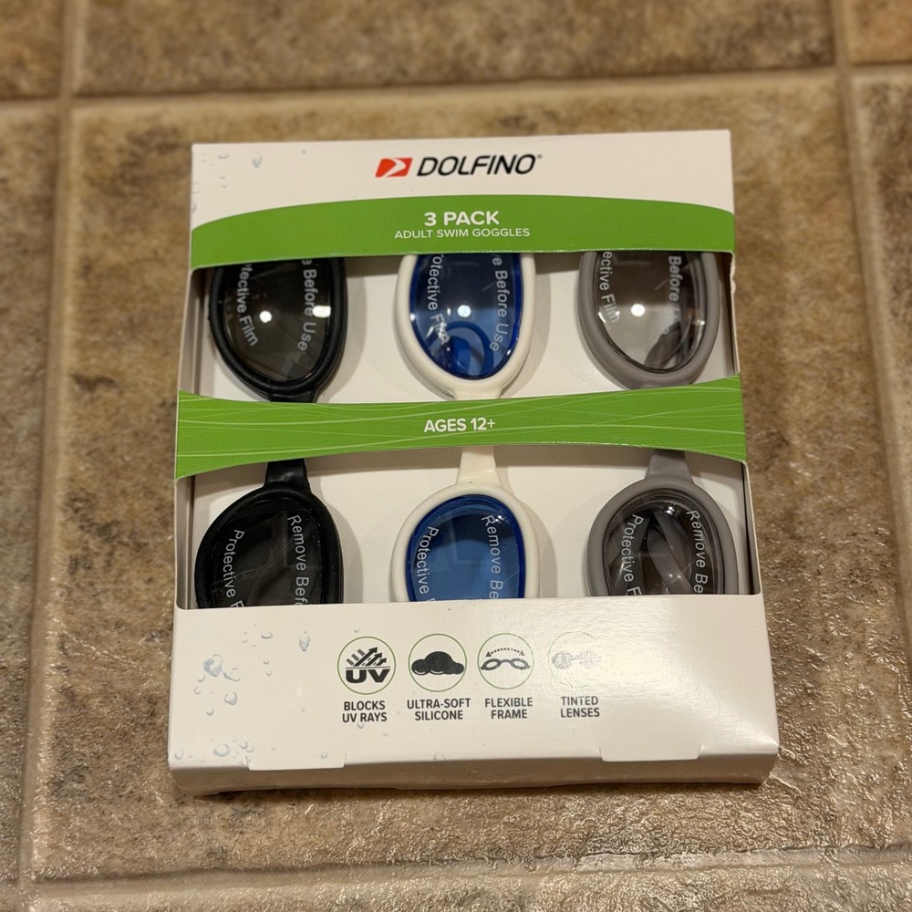 Dolfino Adult Swim Goggles 3 Pack UV Protection Tinted Lenses 12+ WMG22002A2B